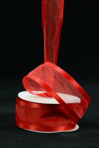 Organza Ribbon With Satin Edge , Red, 7/8 Inch x 25 Yards (1 Spool) SALE ITEM
